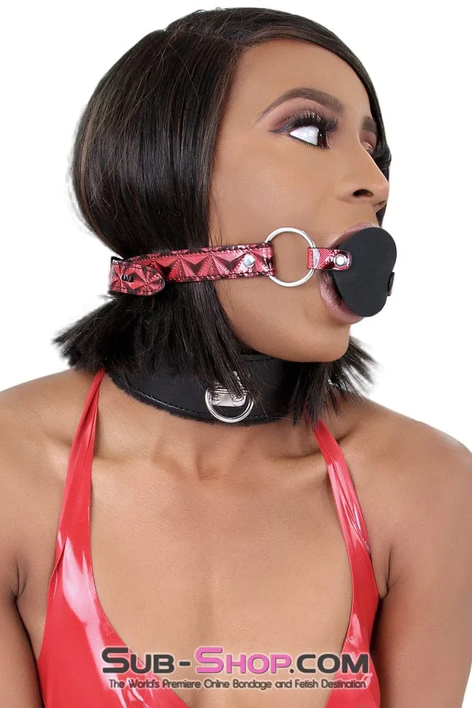 7944DL       Rough Sex Silicone Penis Gag with Locking Red Diamond Strap - MEGA Deal