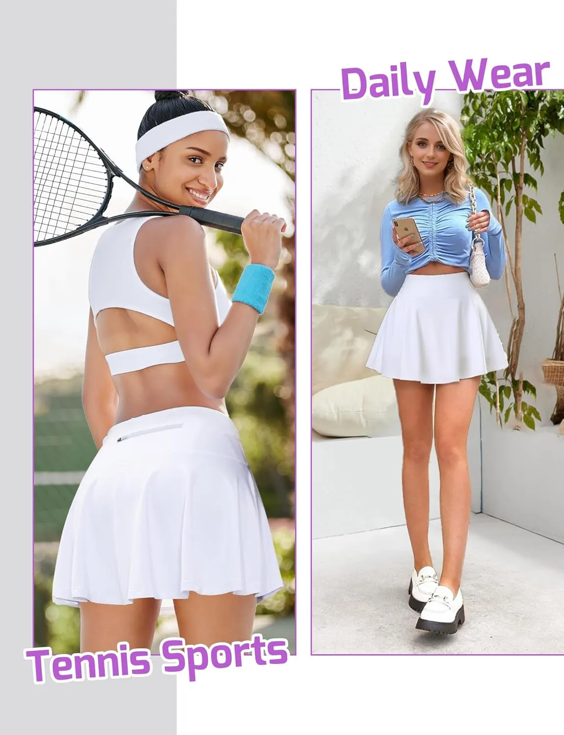Buauty Women's Tennis Skirt Shorts Pleated High Waisted Golf Skorts with Pockets Workout Athletic Casual Outfit Clothes