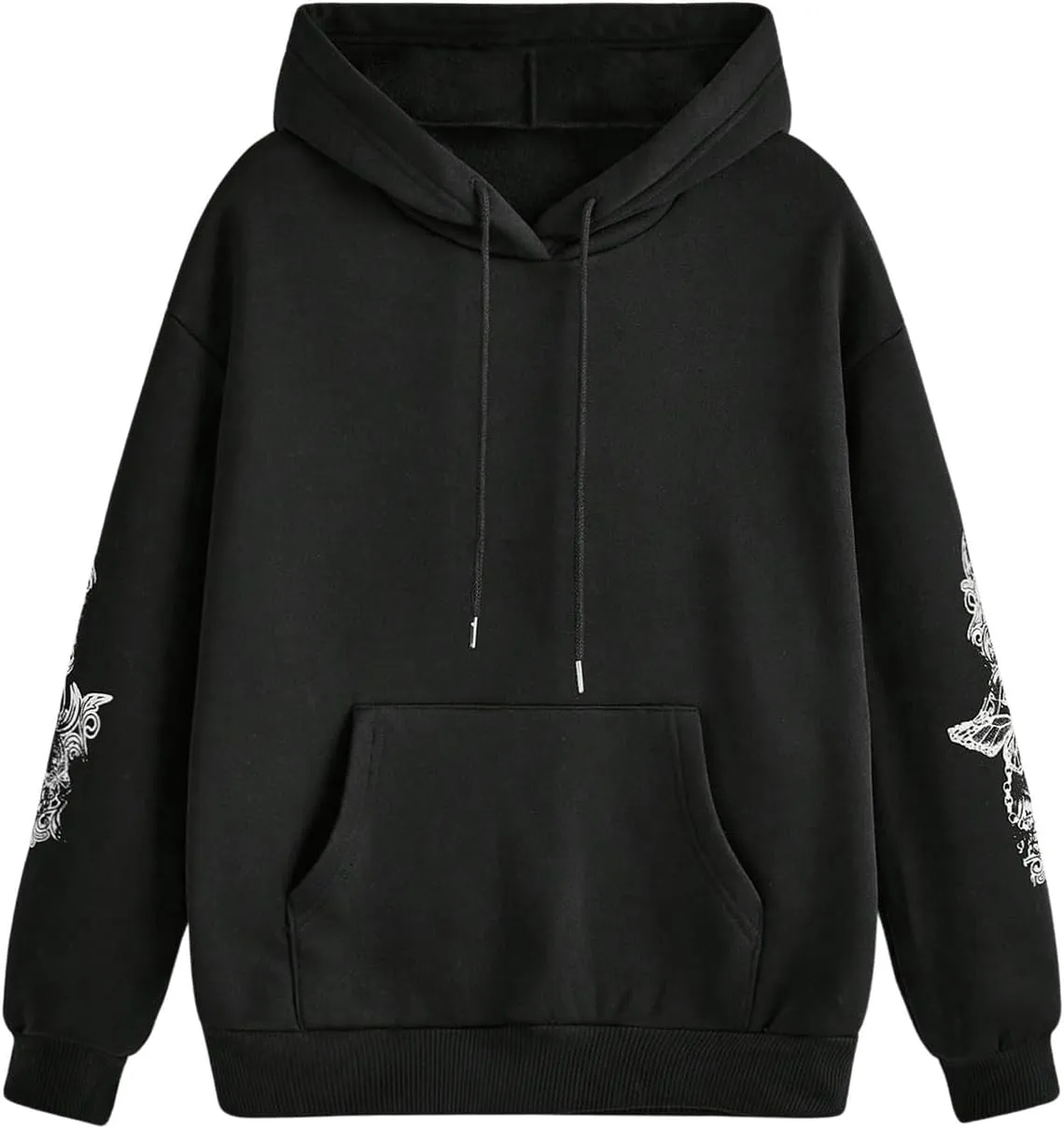 COZYEASE Women's Slogan Graphic Print Drawstring Hoodie Kangaroo Pocket Thermal Sweatshirt