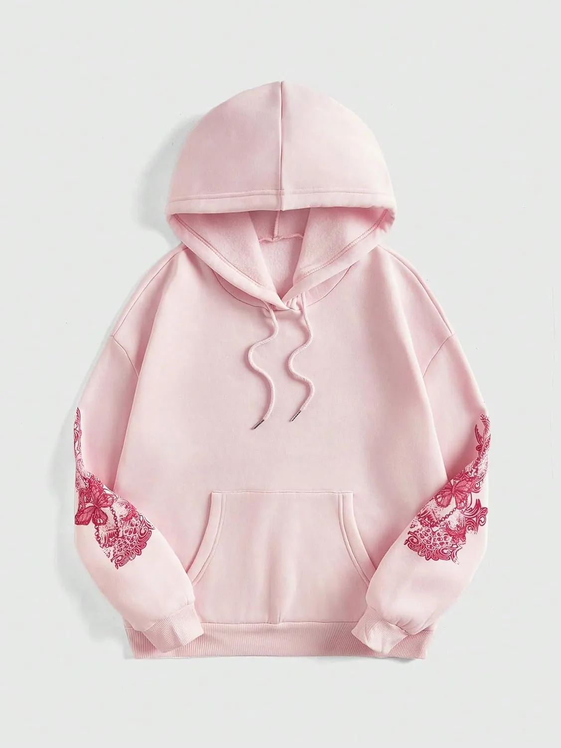 COZYEASE Women's Slogan Graphic Print Drawstring Hoodie Kangaroo Pocket Thermal Sweatshirt