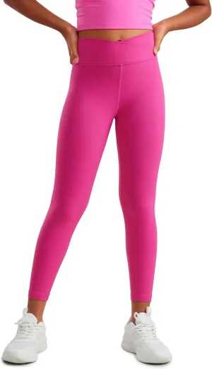CRZ YOGA Girls Butterluxe Crossover Athletic Leggings - High Waist V Cross Kids Lounge Pants Yoga Active Dance Running Tights