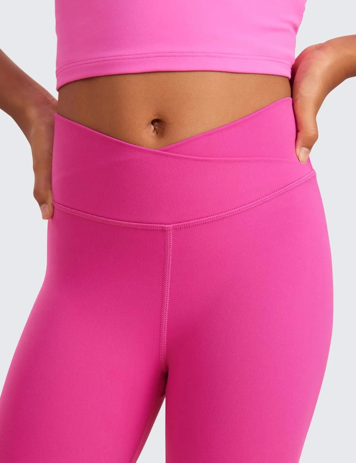 CRZ YOGA Girls Butterluxe Crossover Athletic Leggings - High Waist V Cross Kids Lounge Pants Yoga Active Dance Running Tights