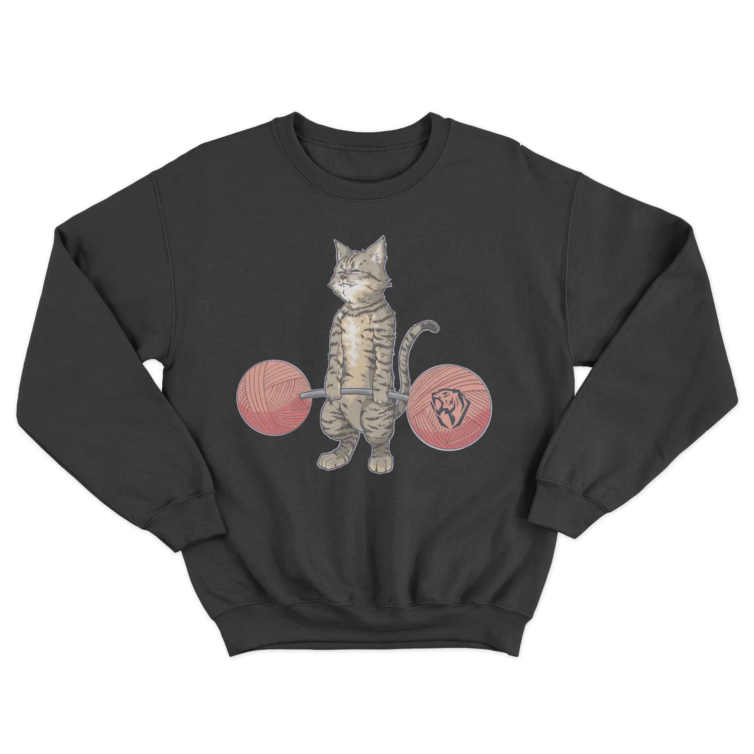 Deadlifting Tabby Cat Crewneck Sweatshirt