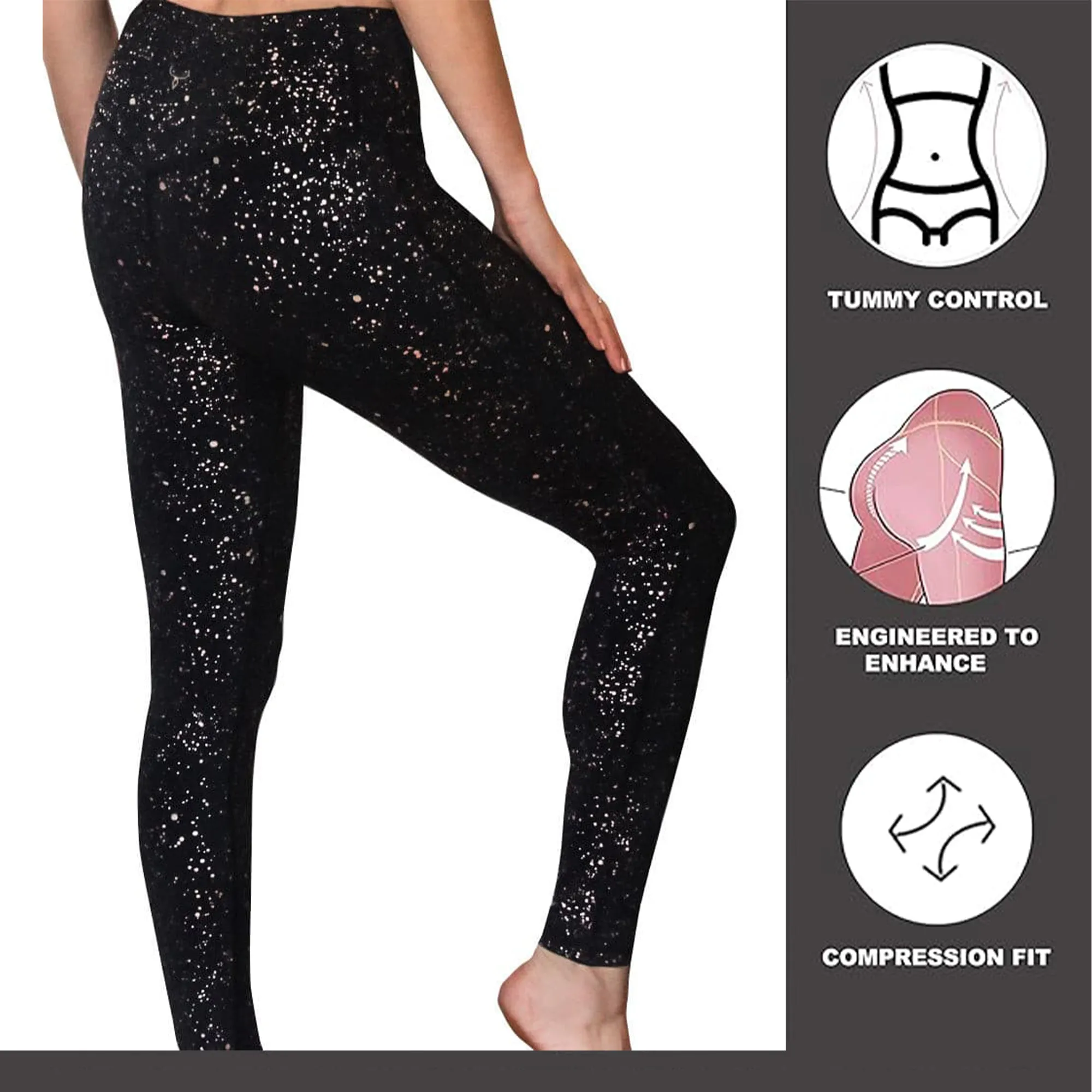 Donatella Mid-Waist Active Wear Sparkle Leggings - Perfect for gym & yoga