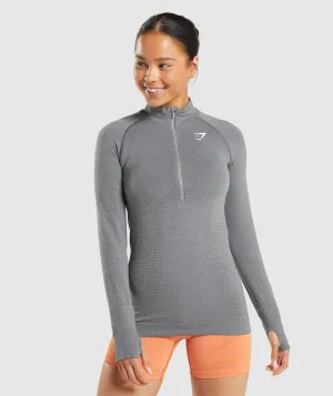 Gymshark Vital Seamless 2.0 1/2 Zip Pullover - Smokey Grey Marl