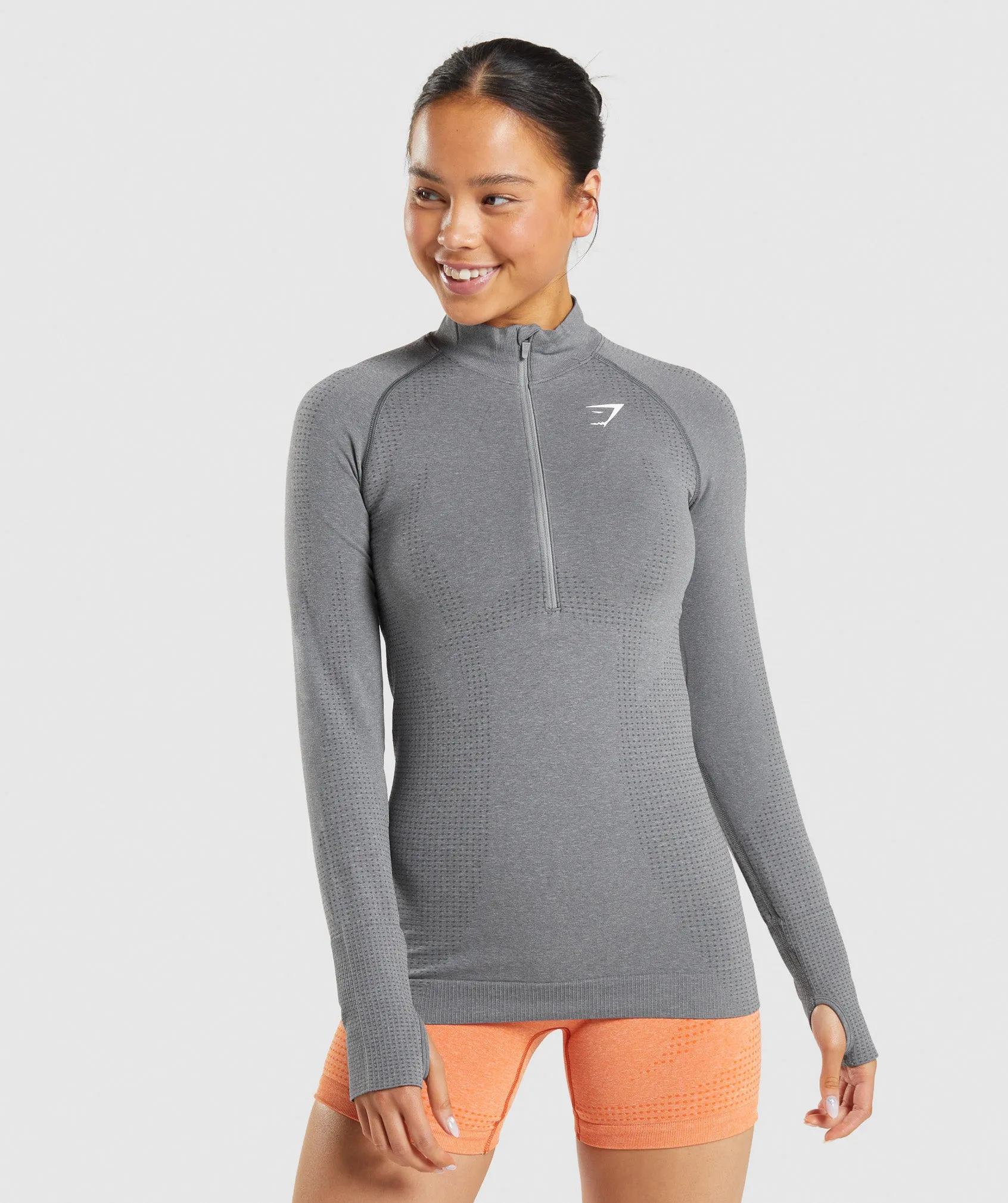 Gymshark Vital Seamless 2.0 1/2 Zip Pullover - Smokey Grey Marl