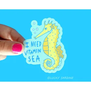 I Need Vitamin Sea, Seahorse Vinyl Sticker