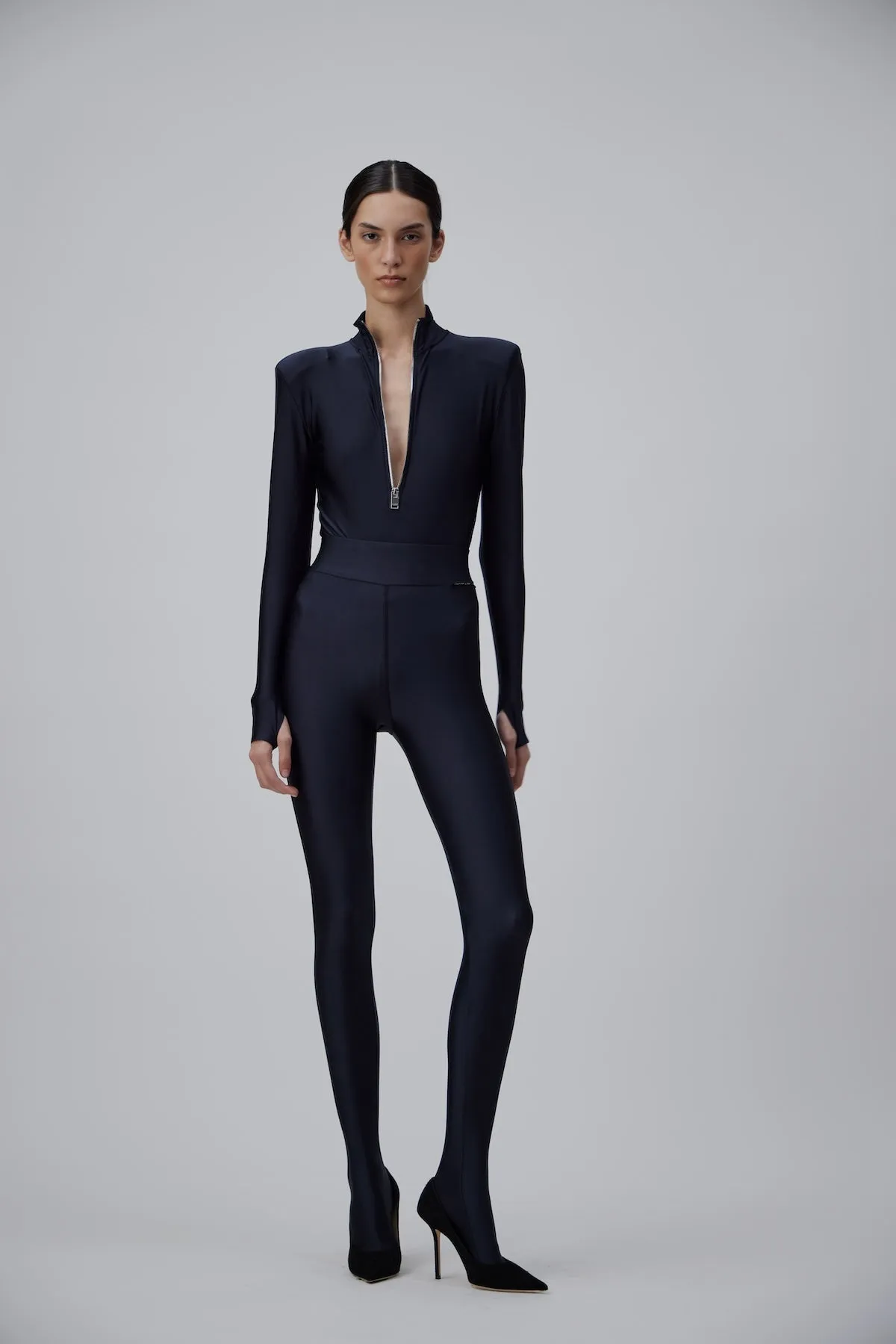 JERSEY HIGH-RISE LEGGINGS IN GLOSSY BLACK