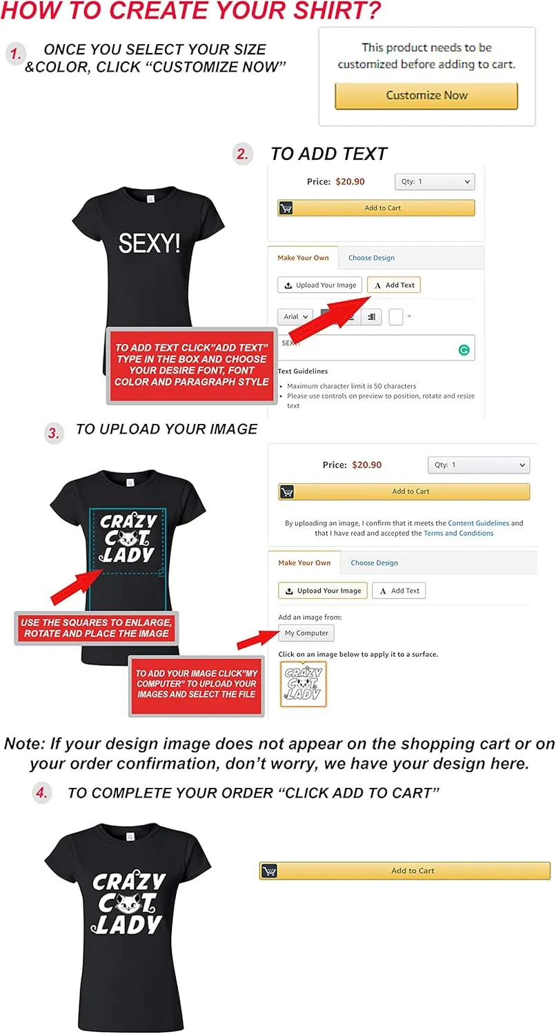 Junior Add Your Own Text Design Custom Personalized T-Shirt Tee