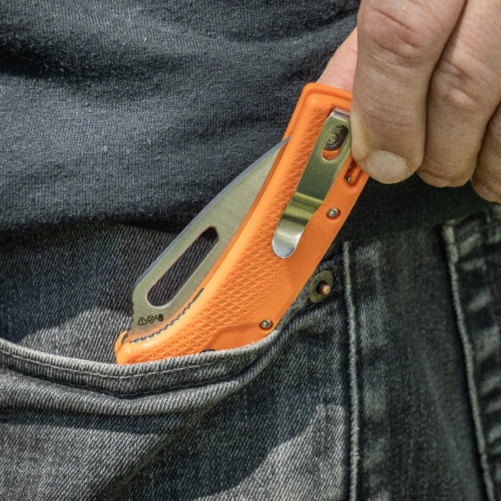 Klein OFK000ORT KTO Resurgence Fishing Knife, Drop Point Blade, Orange Handle