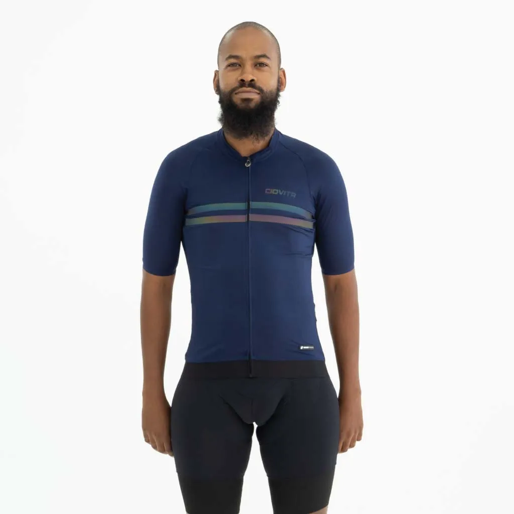 Men's Faro Race Fit Jersey (Navy- Oil Slick Reflective)