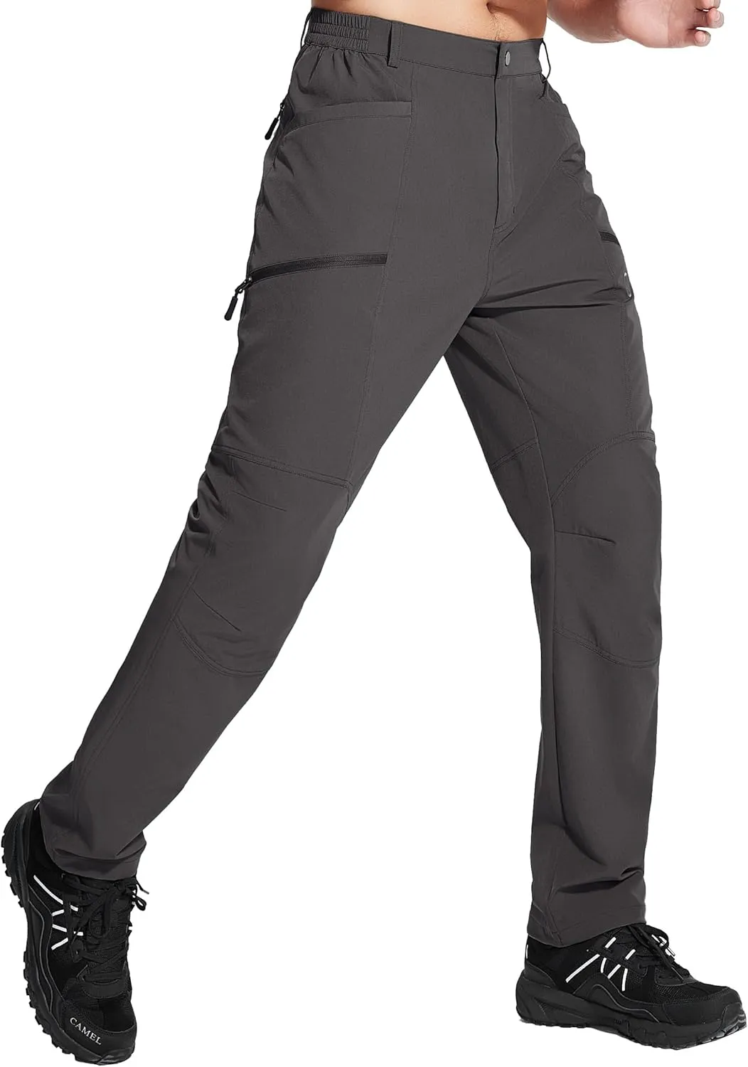 Men's Hiking Pants, Quick Dry Travel Pants Men Lightweight Outdoor Large Pocket Casual Work Pants Water-Resistant