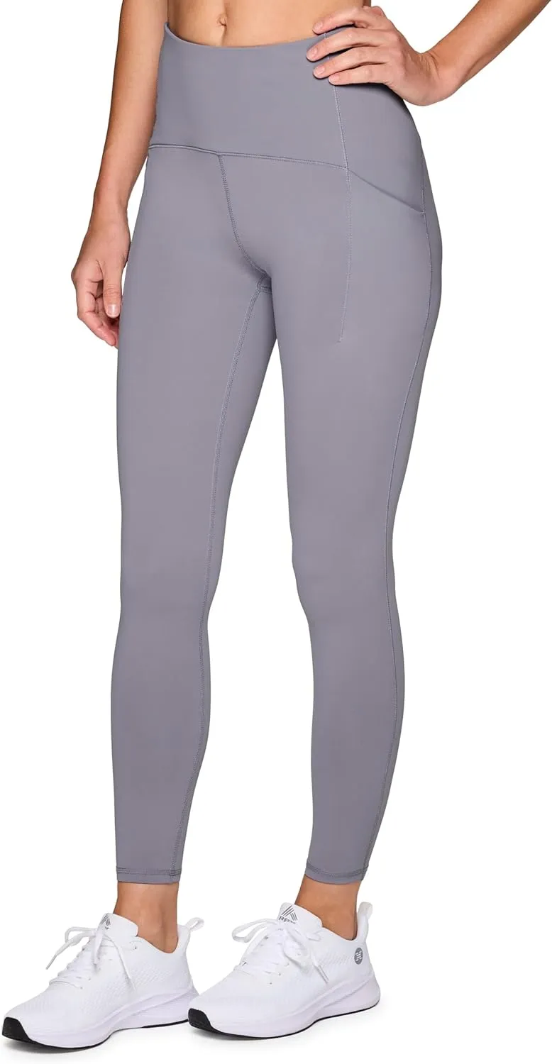 RBX Women's Squat Proof 7/8 Legging with Pockets, Quick Dry Running Leggings with Curved High Rise Waistband with Plus Sizes