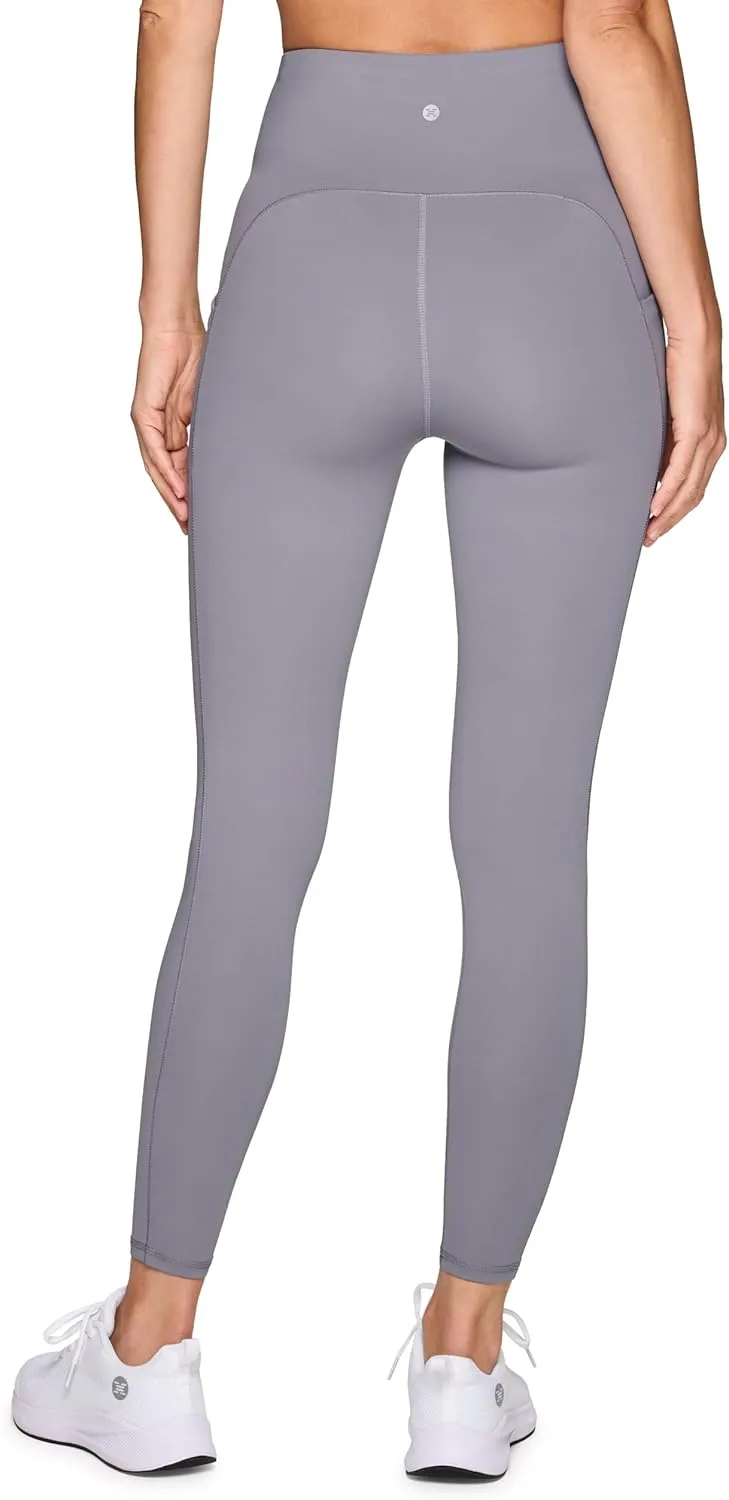 RBX Women's Squat Proof 7/8 Legging with Pockets, Quick Dry Running Leggings with Curved High Rise Waistband with Plus Sizes