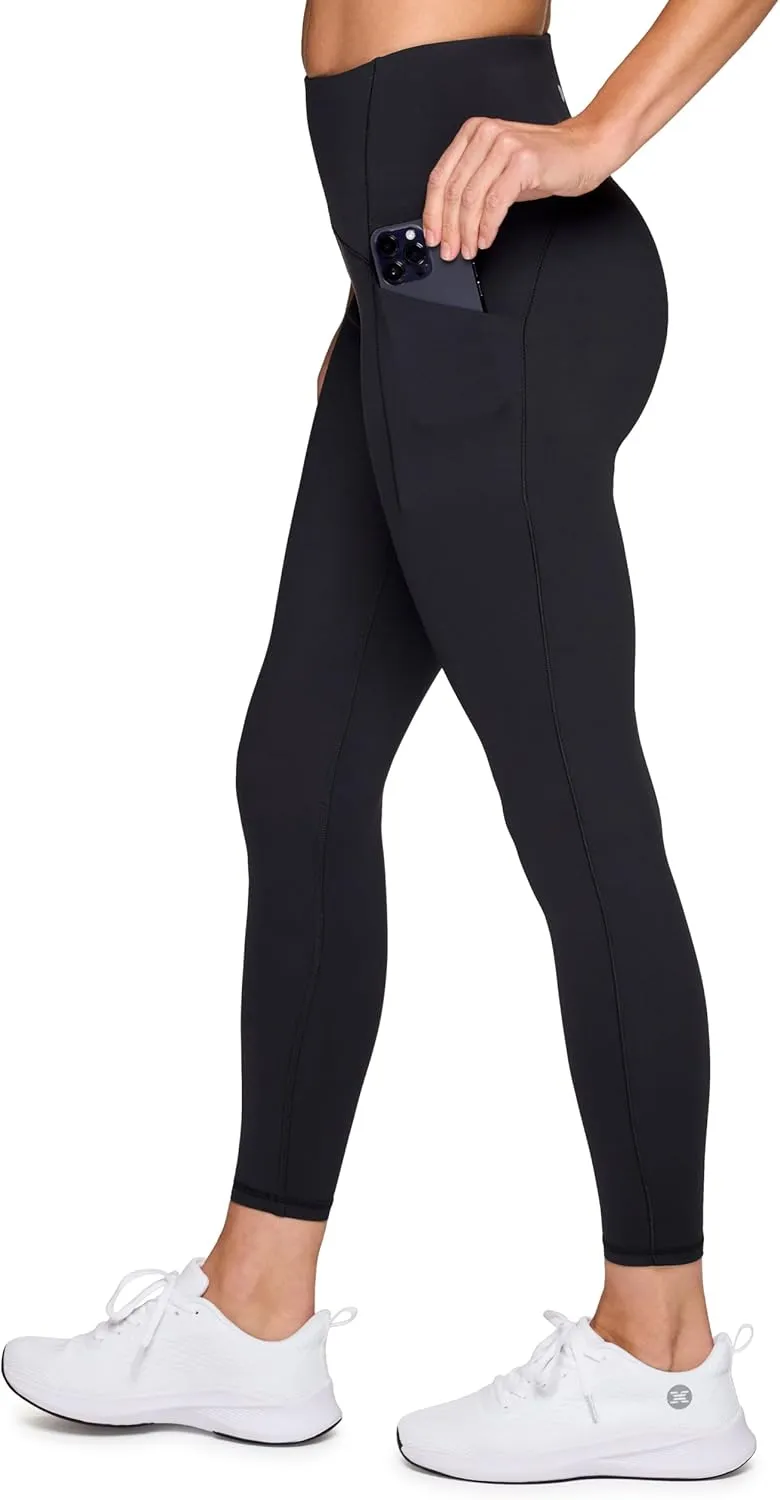 RBX Women's Squat Proof 7/8 Legging with Pockets, Quick Dry Running Leggings with Curved High Rise Waistband with Plus Sizes