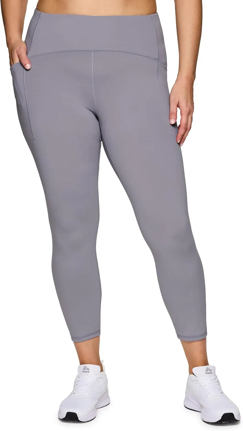 RBX Women's Squat Proof 7/8 Legging with Pockets, Quick Dry Running Leggings with Curved High Rise Waistband with Plus Sizes