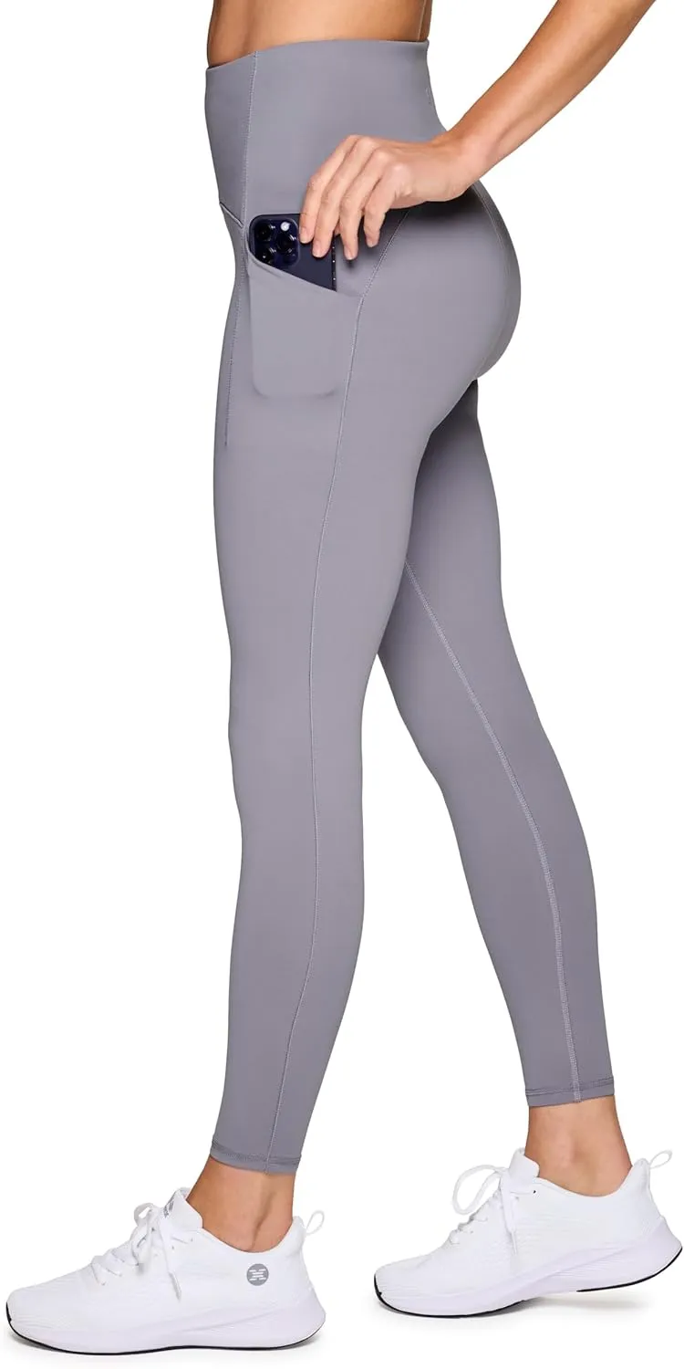 RBX Women's Squat Proof 7/8 Legging with Pockets, Quick Dry Running Leggings with Curved High Rise Waistband with Plus Sizes