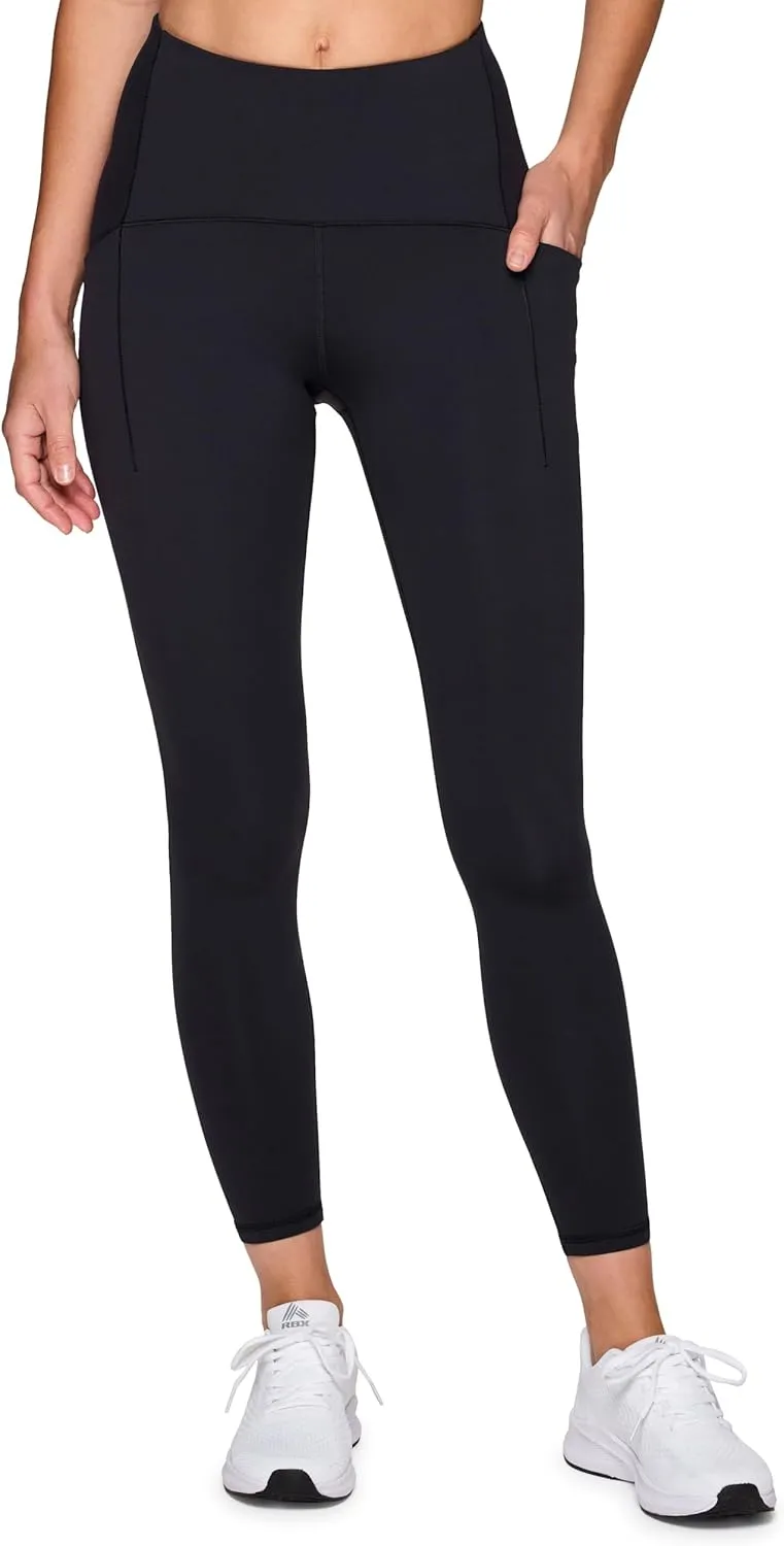 RBX Women's Squat Proof 7/8 Legging with Pockets, Quick Dry Running Leggings with Curved High Rise Waistband with Plus Sizes