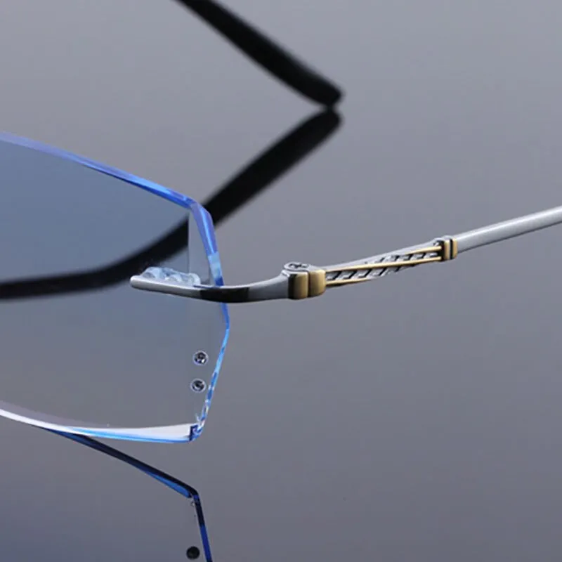 Reven Jate Men's Rimless Rectangle Titanium Eyeglasses 8036
