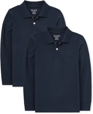 The Children's Place Boys' Long Sleeve Soft Jersey Knit Polo,multipacks